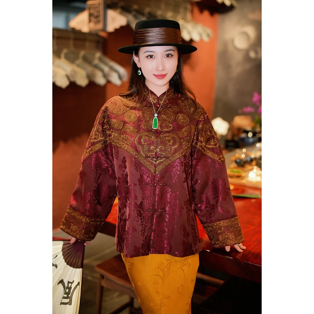 蓝大桑蚕丝新中式外套5846