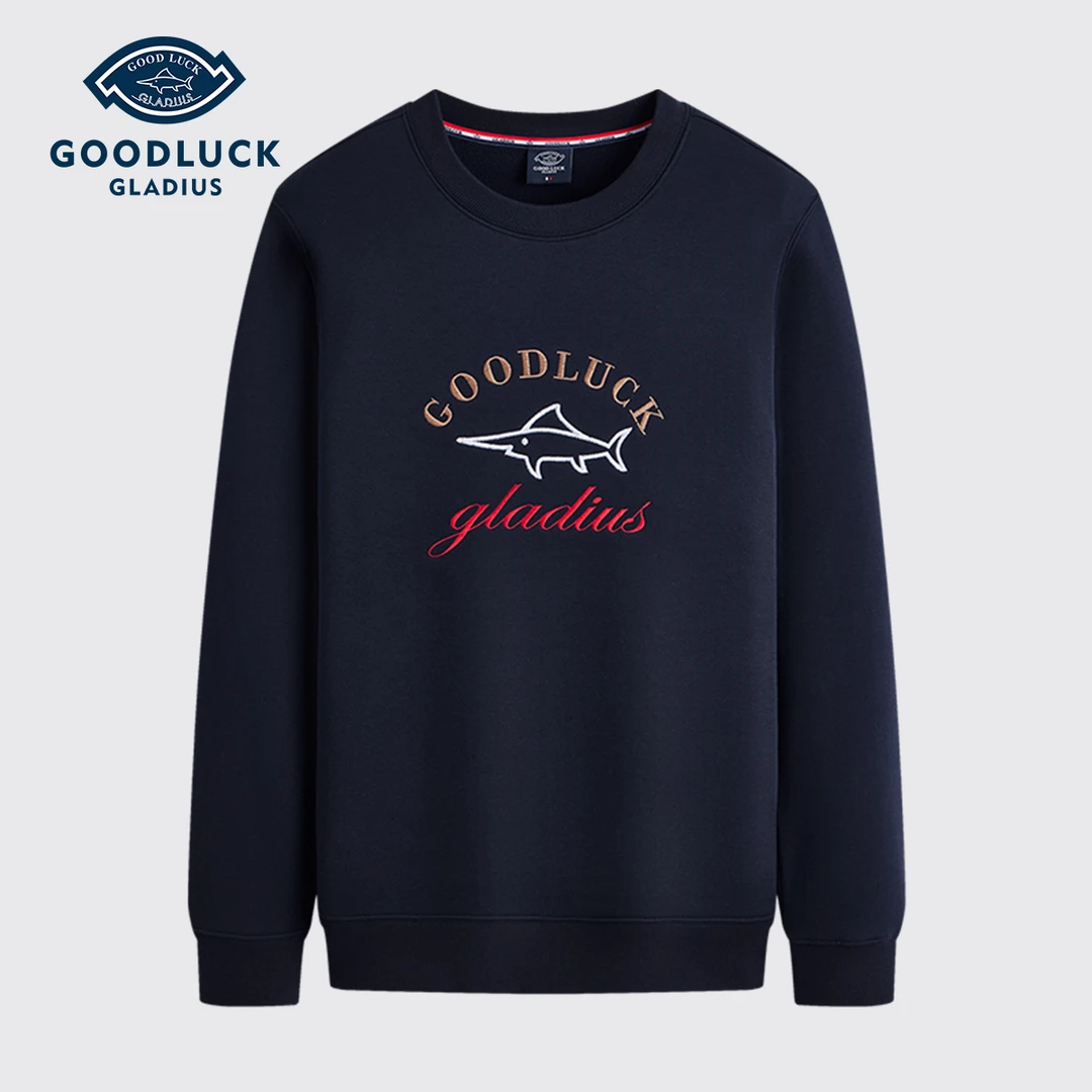 德鲨鲨鱼秋季新款重磅棉卫衣宽松套头圆领长袖上衣-L2T51810