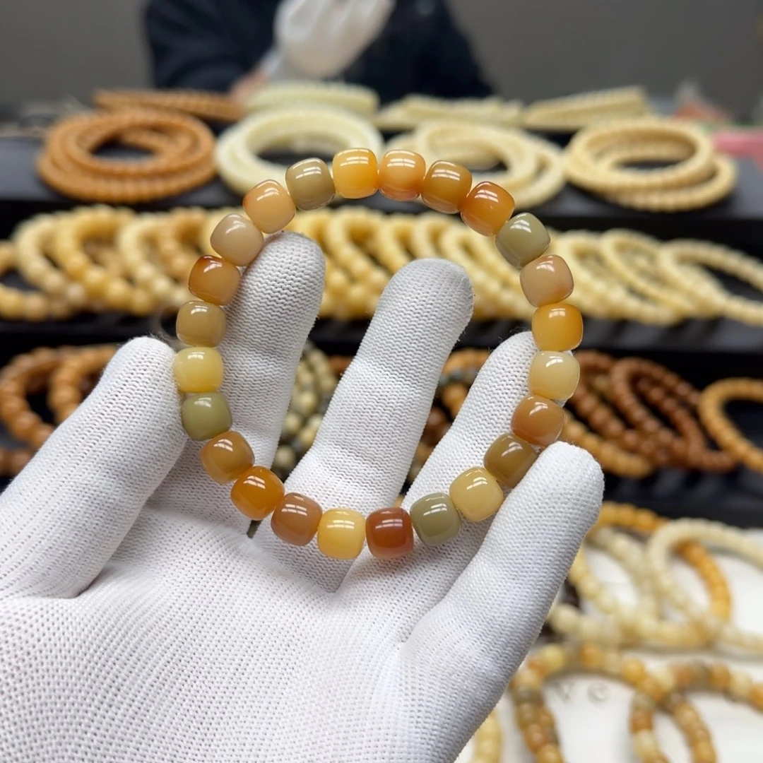 手串菩提根/象牙果9×10 5年 花皮多宝 鬼工