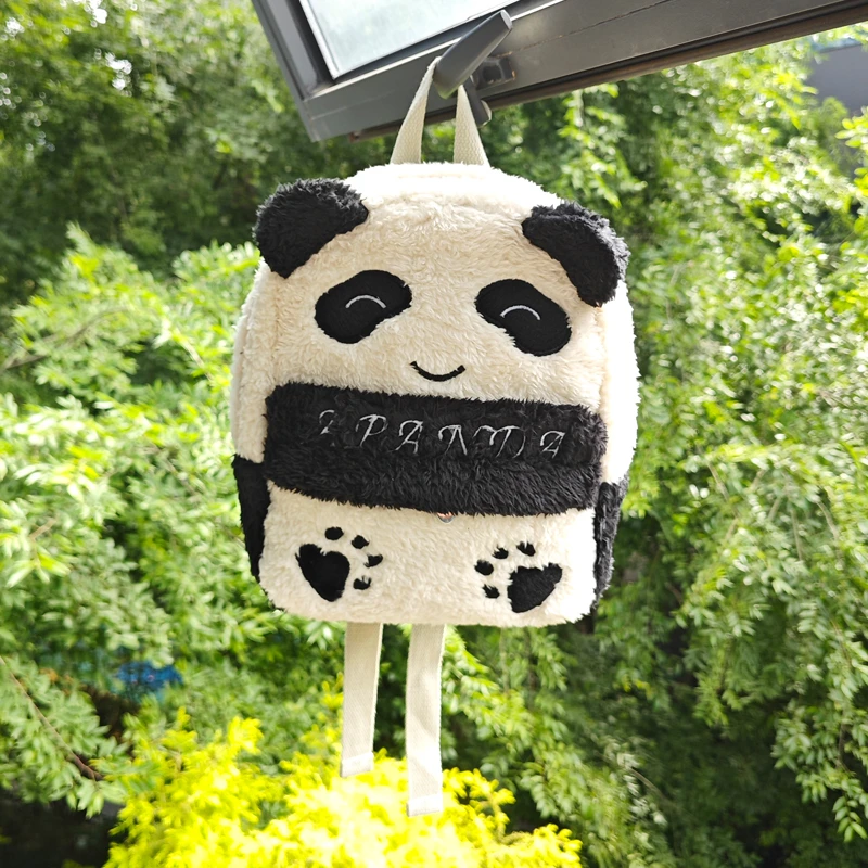【熊猫基地同款】百搭实用毛绒学生亲子休闲双肩包