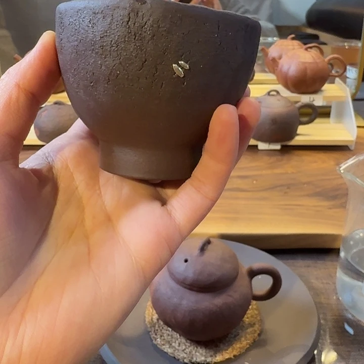 禪*茶紫砂手捏主人杯110容量双钉的