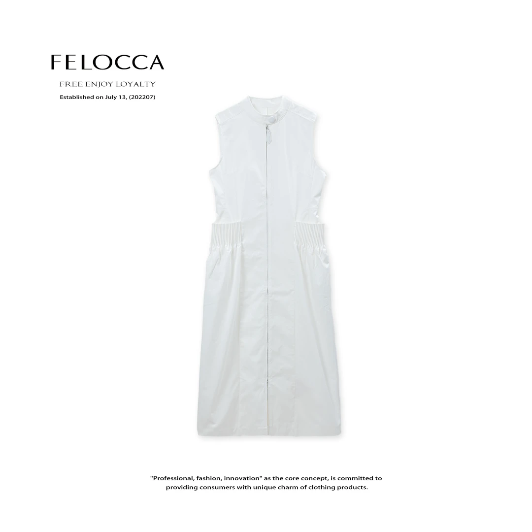 【FELOCCA】新款休闲显瘦收腰前拉链无袖连衣裙NYN-4884
