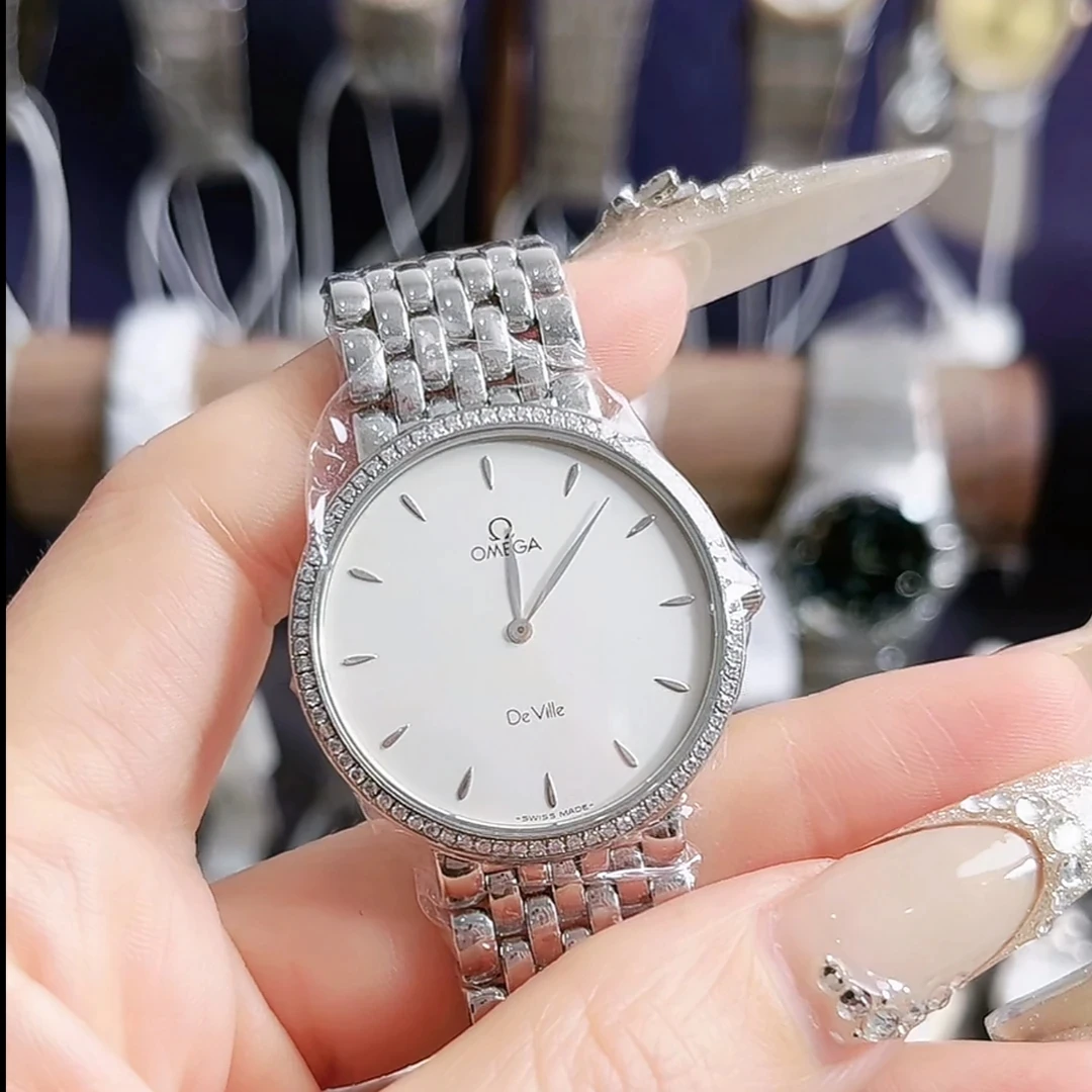 95新 Omega/欧米茄 07820/碟飞系列/女士石英腕表/32盘/后镶钻