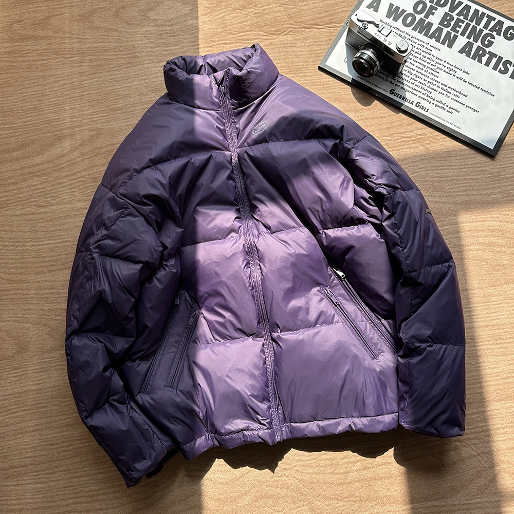 2025年冬新款美式立领羽绒服男士时尚简约保暖宽松大码羽绒衣外套