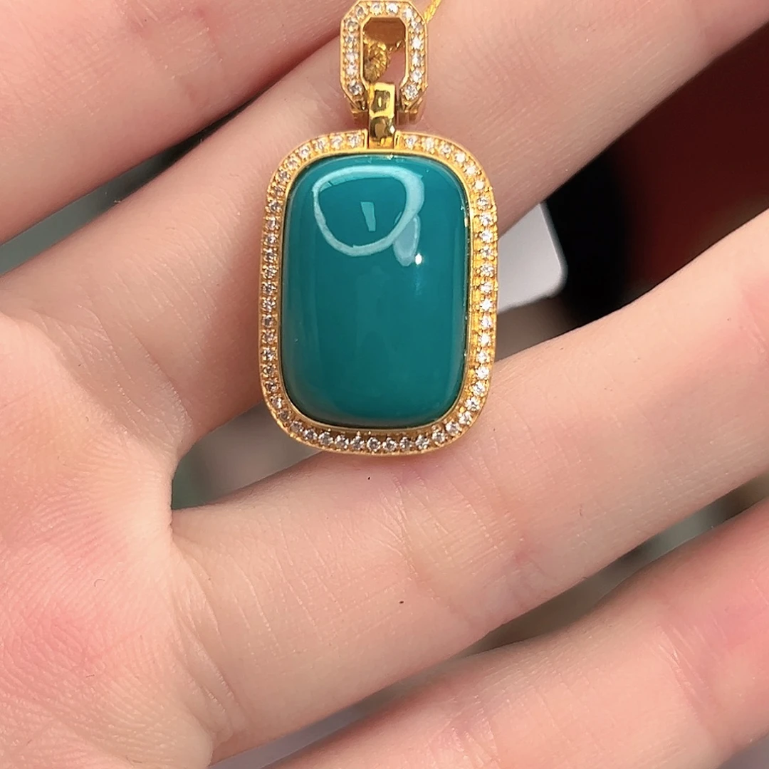 绿松石18K金镶嵌珠宝奇石