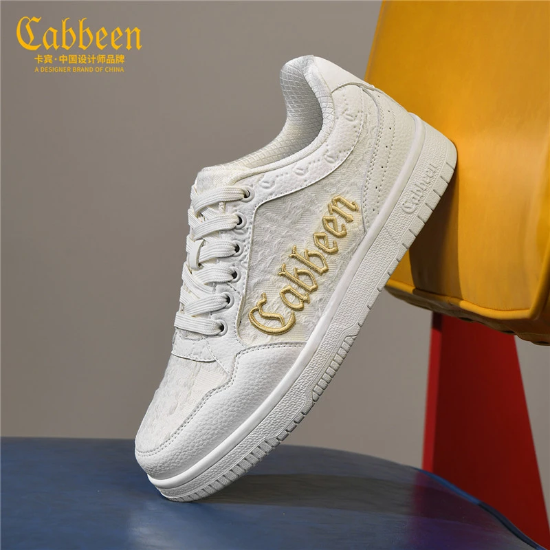 卡宾男鞋2025冬季新款男士厚底板鞋复古粗花呢设计感运动休闲潮鞋