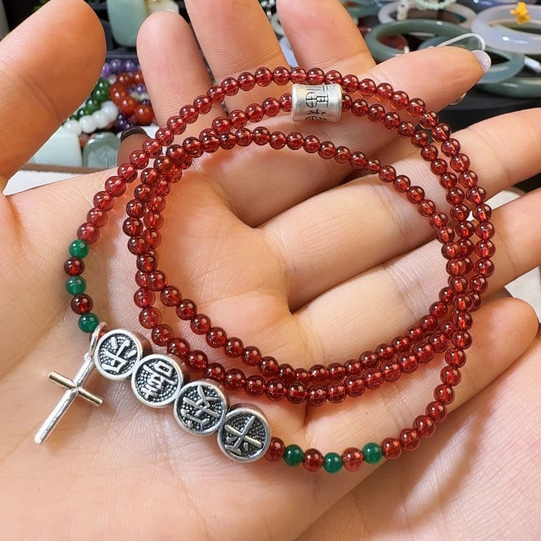 手链银S925镶嵌石榴石