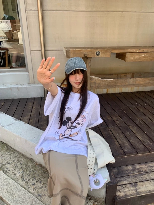 THESE DAY/2025夏季米奇tee/设计款卡其色半裙