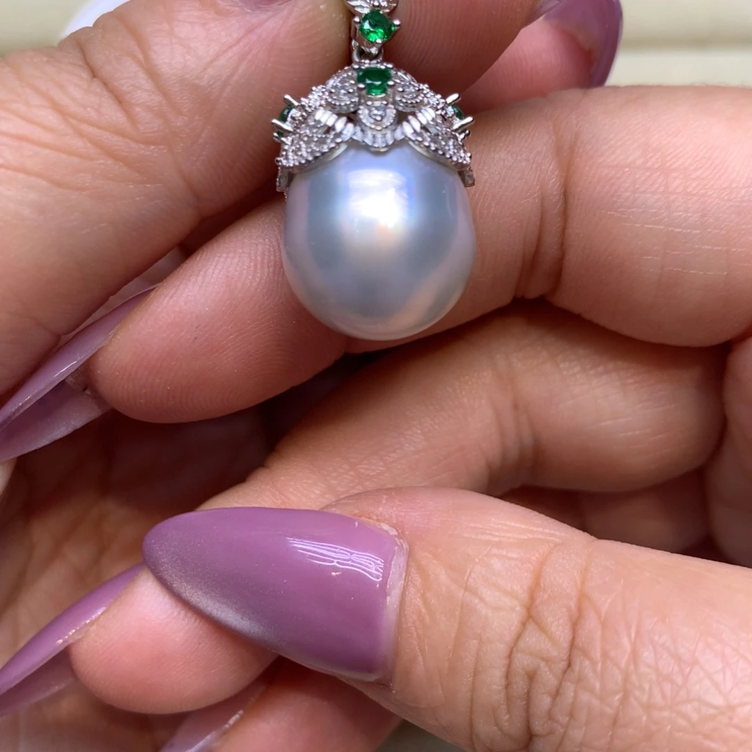 颈饰银S925镶嵌海水珍珠