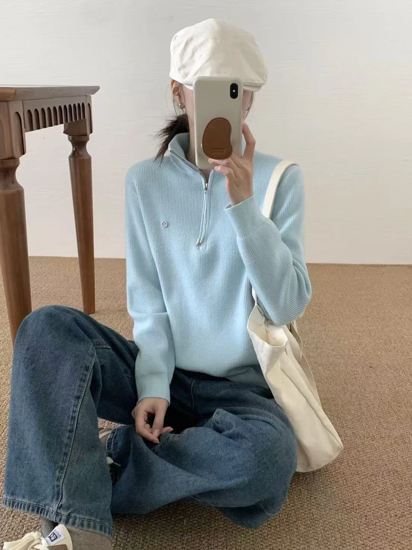 女装半拉链针织衫