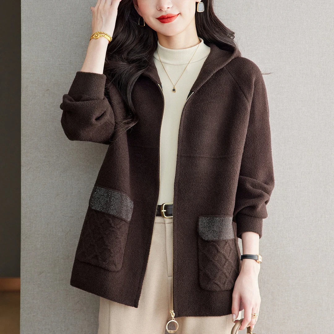 大码女装外套2025新款时髦时尚洋气秋装上衣宽松显瘦妈妈毛呢开衫