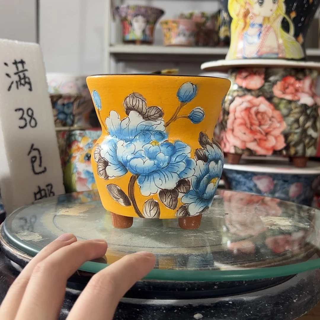 景德镇手绘花盆幸运花盆