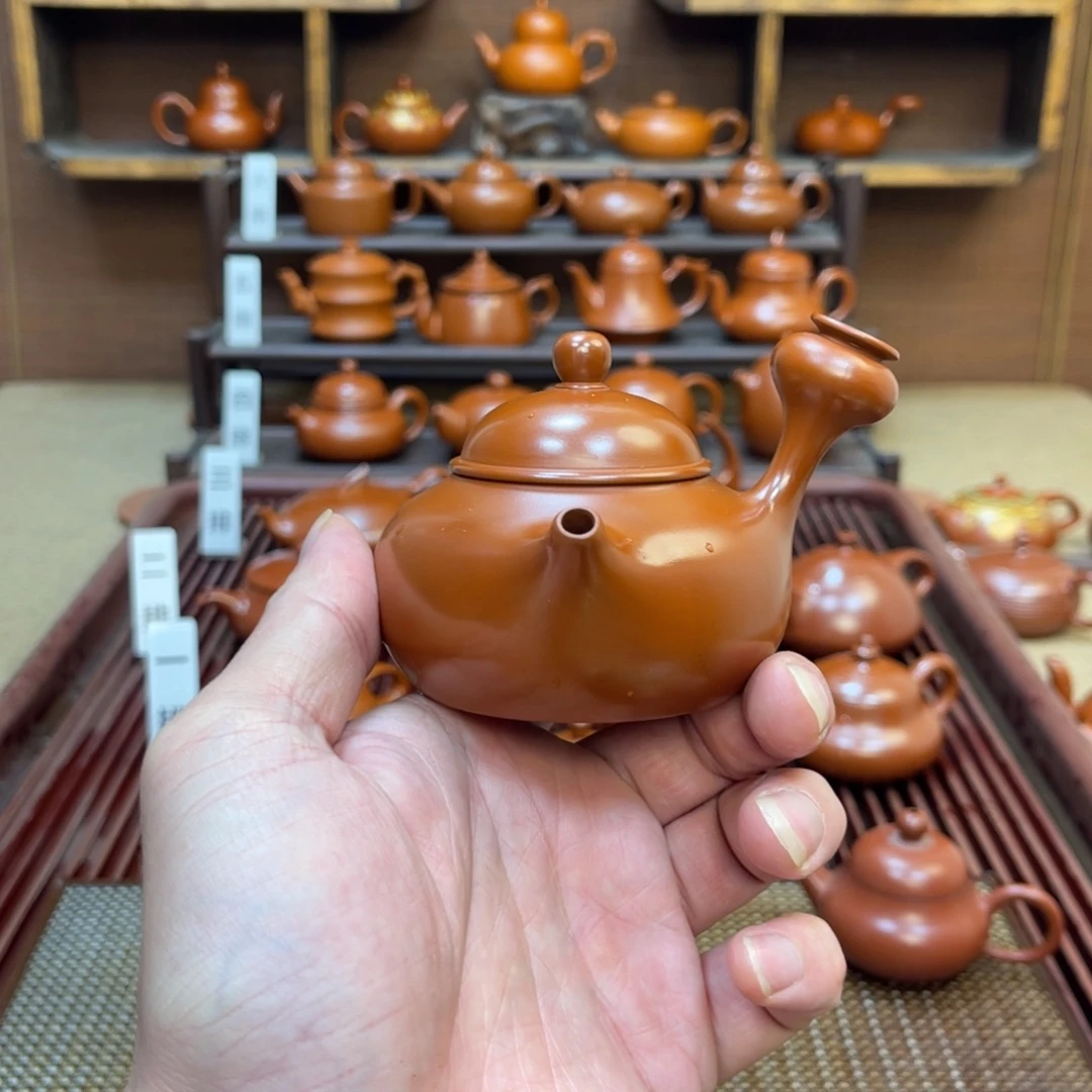 朱泥茶壶侧把130cc