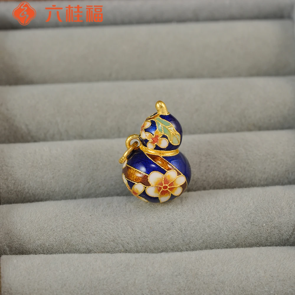 【六桂福】新品 小葫芦低温珐琅黄金吊坠GF0118001