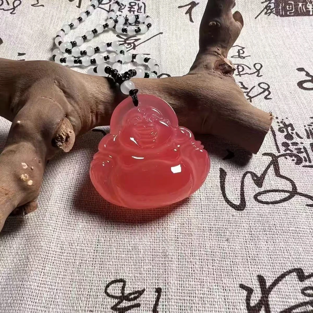 非金属树脂项链 百搭冰红金佛公饰品冰透项链