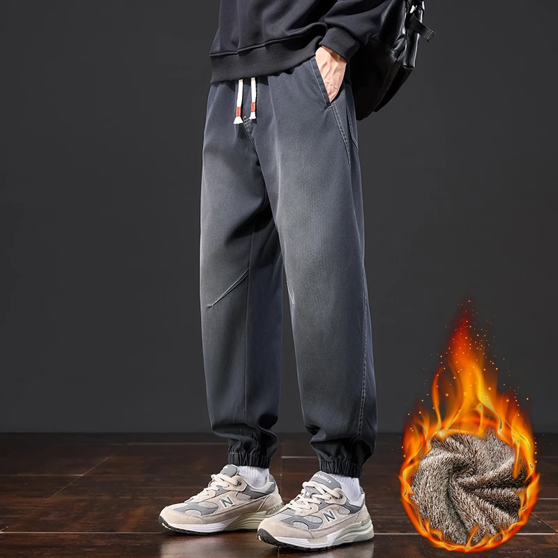 仓石一树加绒加厚休闲裤男2025冬季新款星空纹痞帅慵懒风男装