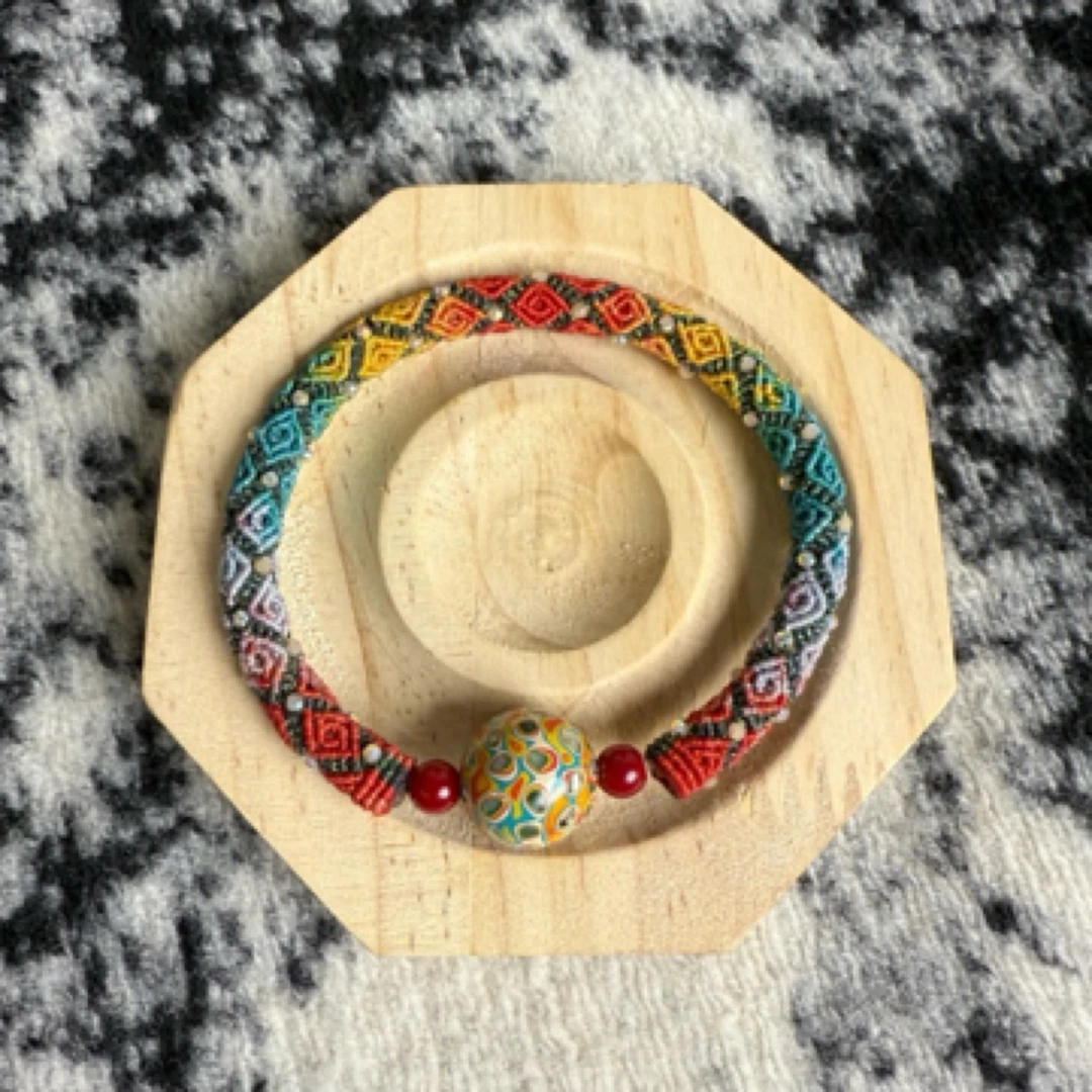 非金属锦纶手镯 新款立体回纹纯手工编织手镯可配珠新色手绳