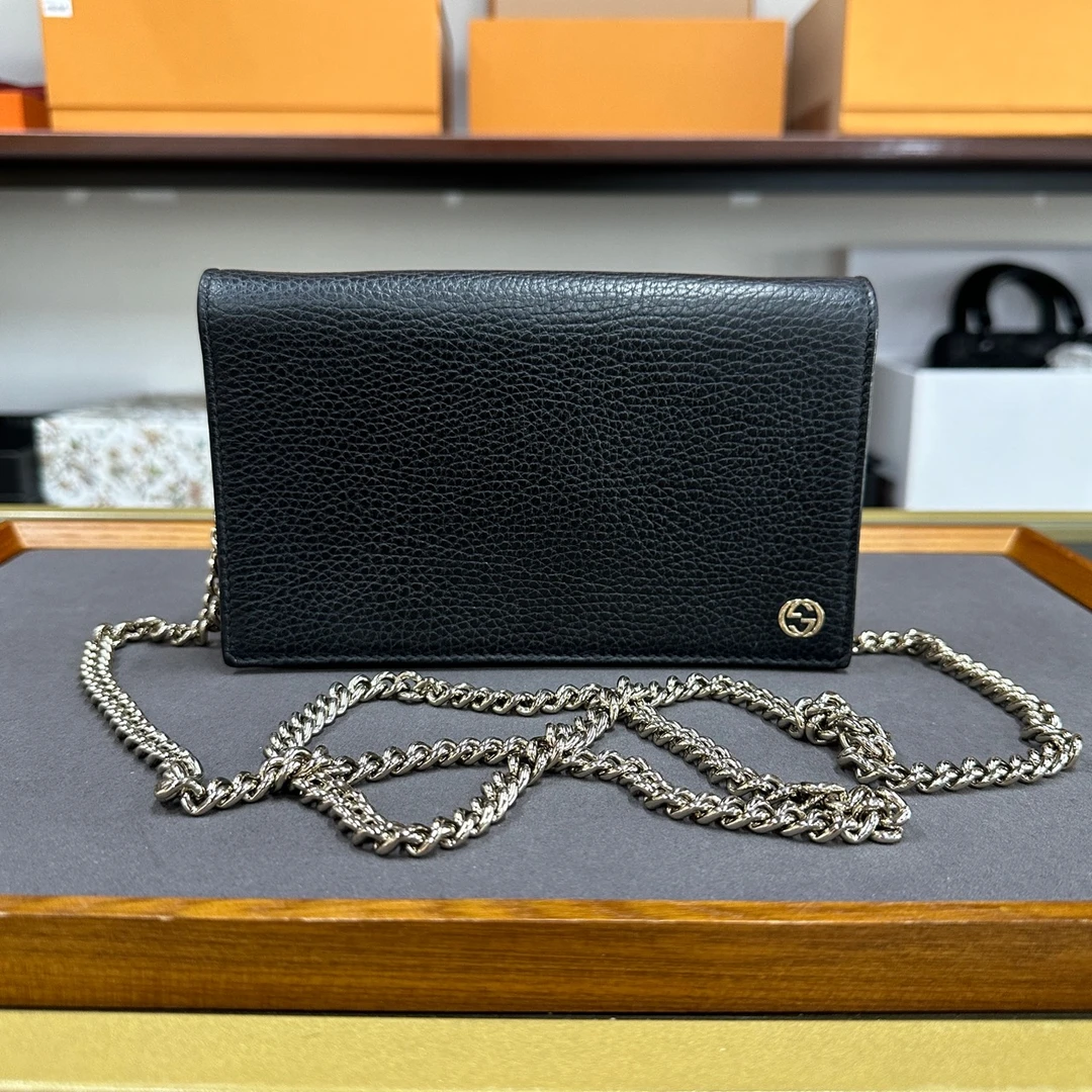 95新 GUCCI/古驰 【阿庞】黑色woc链条包