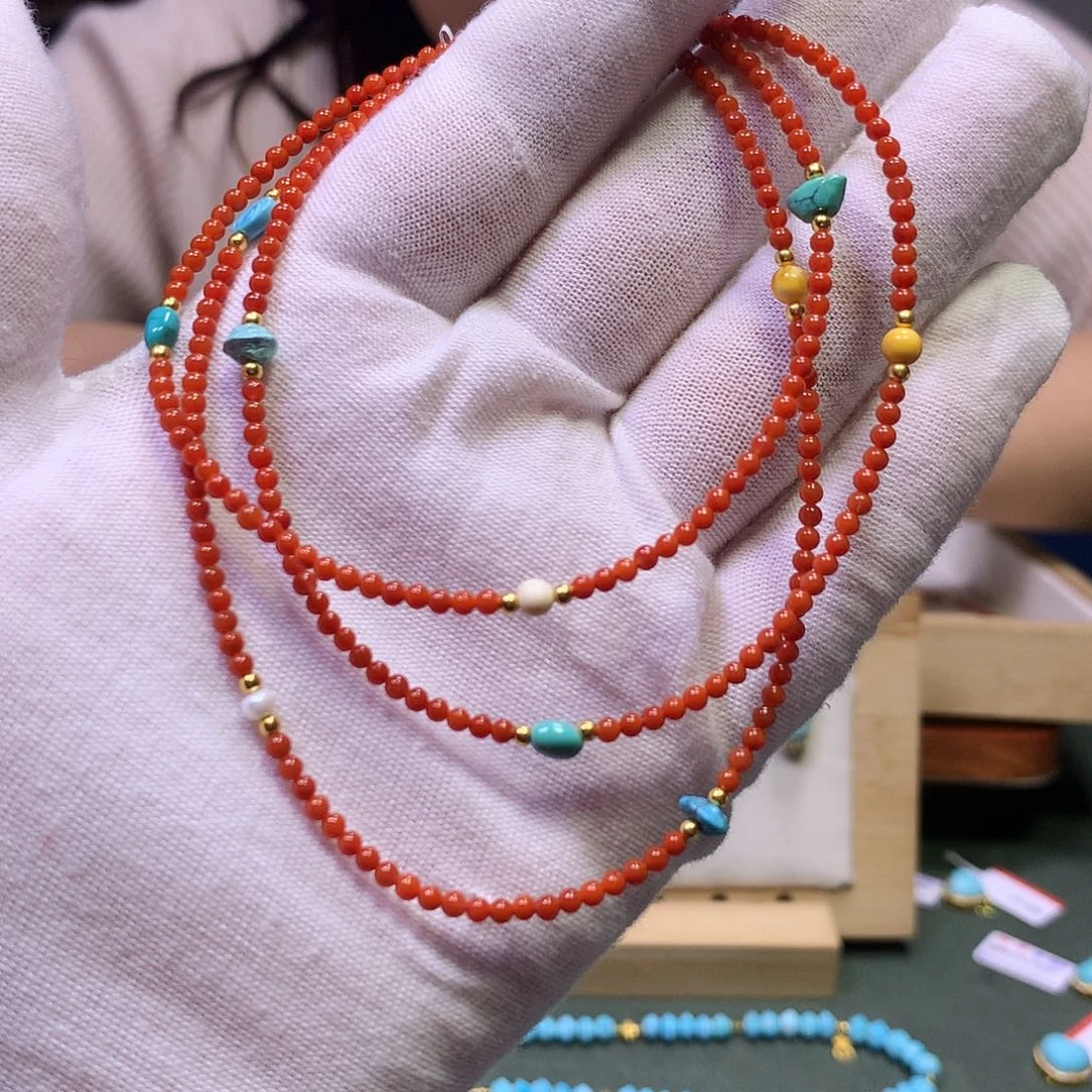 南红玛瑙项链银S925镀金镶嵌