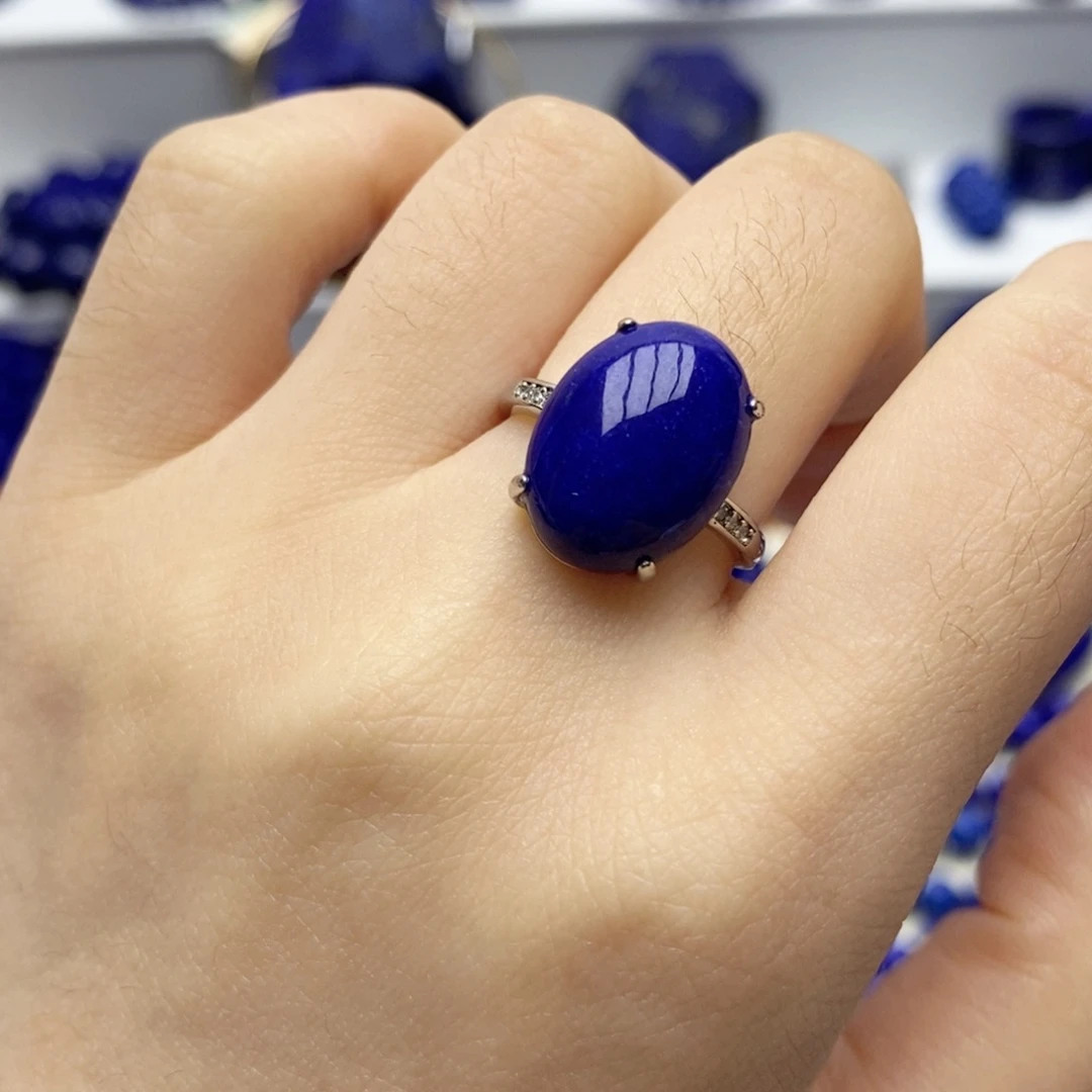 青金石银S925镶嵌戒指