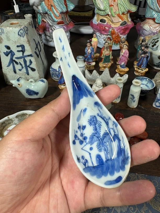 Q青花风景图瓢根全品全手工制作顺丰包邮