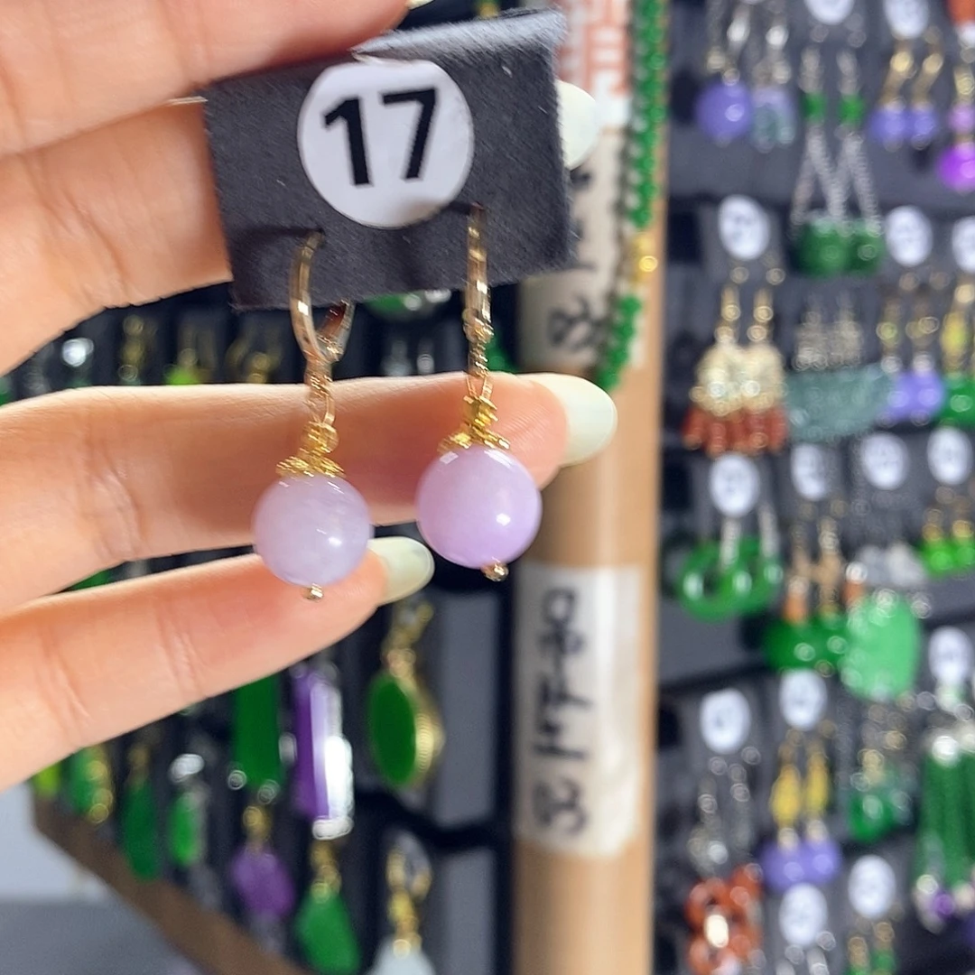 翡翠银S925镶嵌耳饰17