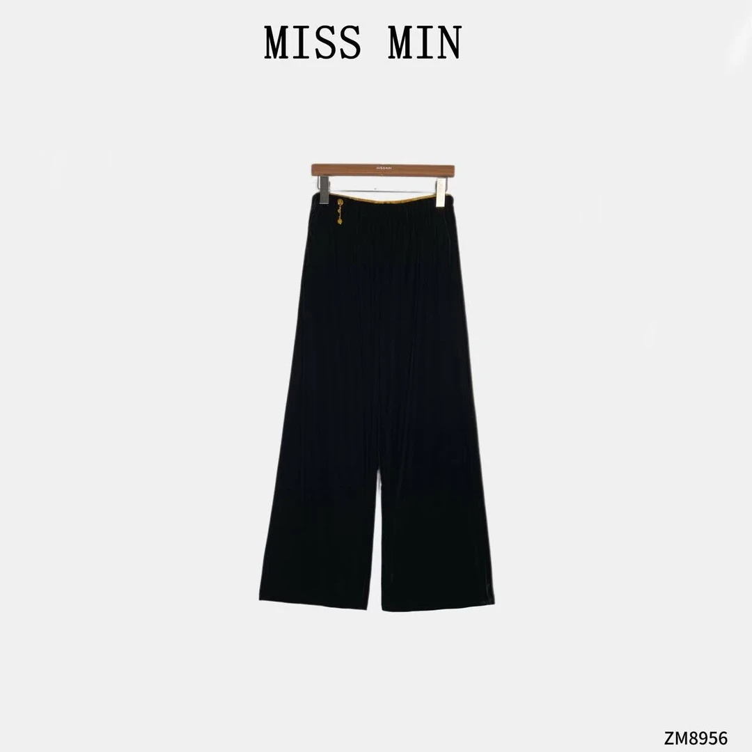 MISS MIN【夜宴】新中式复古丝绒微奢服装显瘦休闲直筒阔腿裤ZM8956