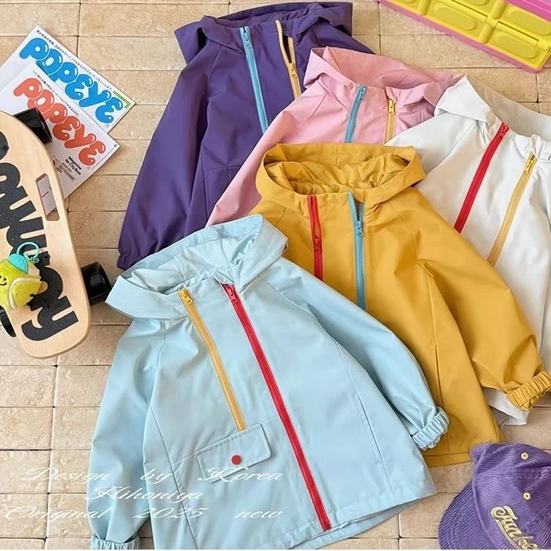 【亲子款】儿童秋季新款冲锋衣外套休闲连帽男女宝宝百搭拉链外套