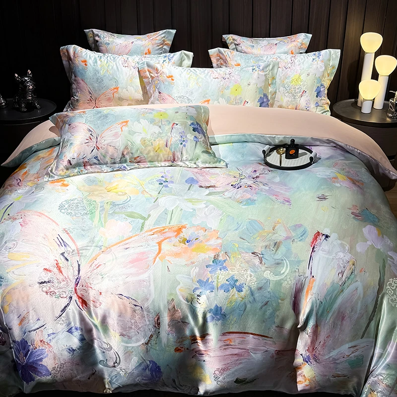 【试睡30天】法仕莲锻贡提花+数码印花四件套轻奢品质 繁花蝶舞