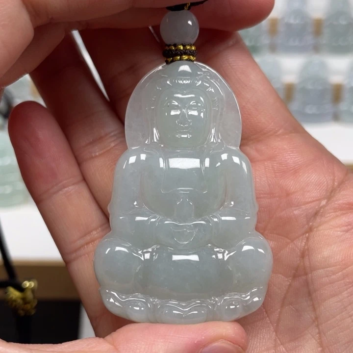 颈饰未镶嵌翡翠天然缅甸翡翠A货观音90号
