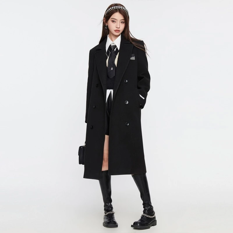 凡兔毛呢外套女中长款正肩呢子大衣 4M4002