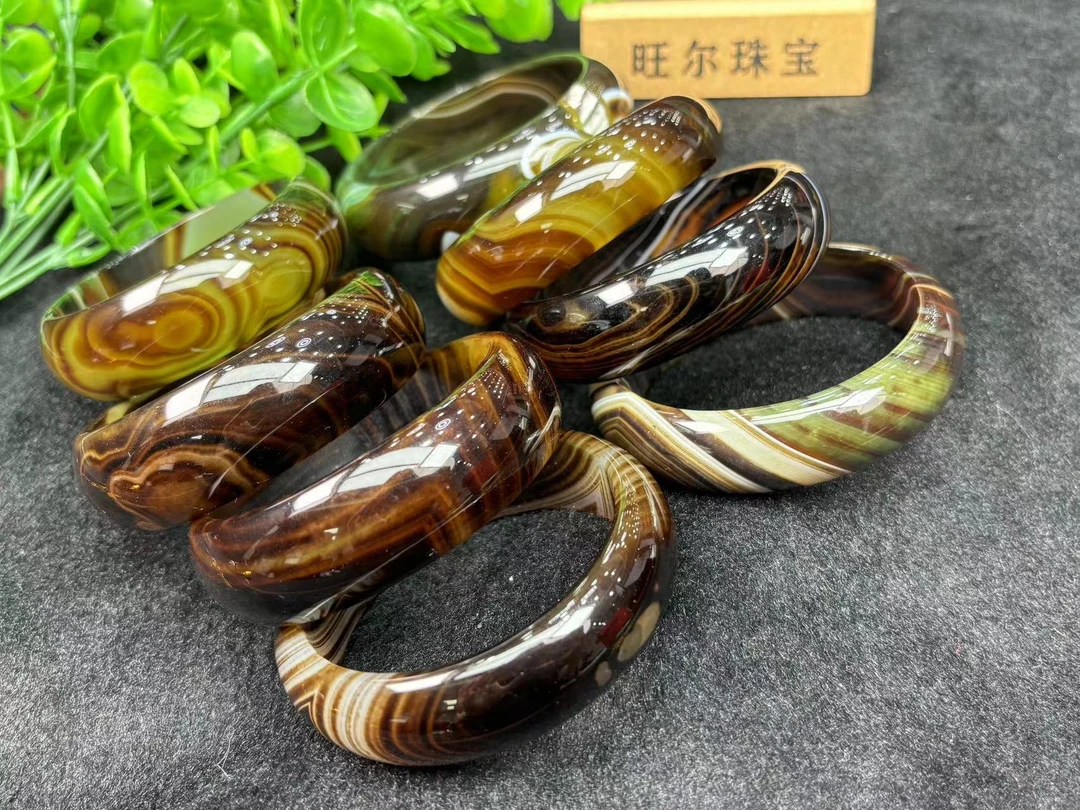 面面来财珠宝q-S6447-大轮胎-长石玛瑙手镯-多样性发其一-配盒