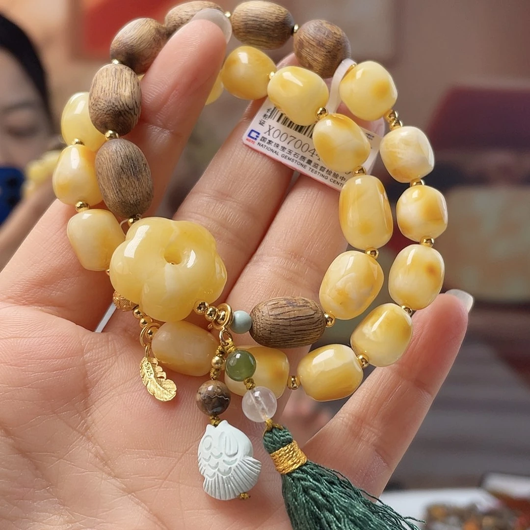 裸石蜜蜡未镶嵌蜜蜡手链