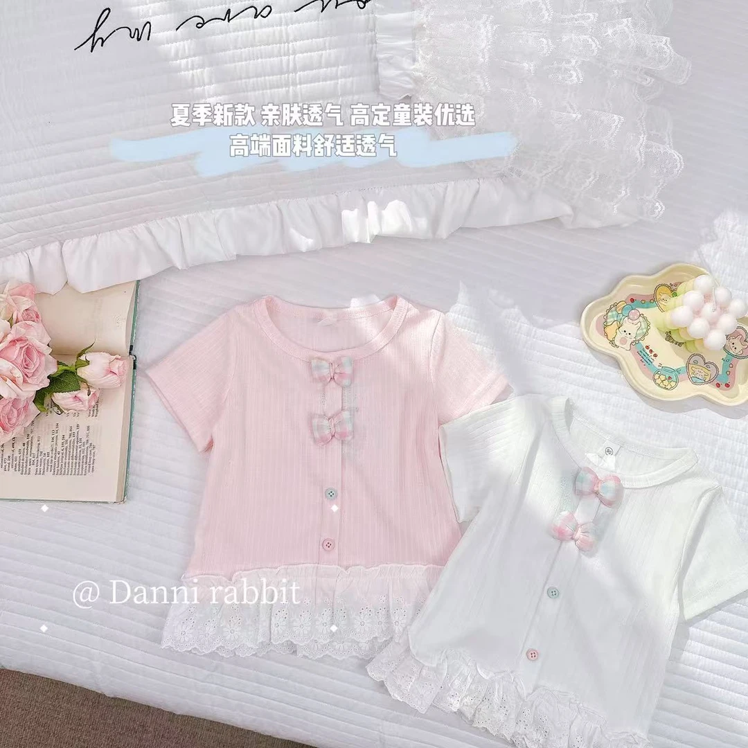 【Dannirabbit】*洋气花边+立体蝴蝶结*女童汉服T恤 X-7219