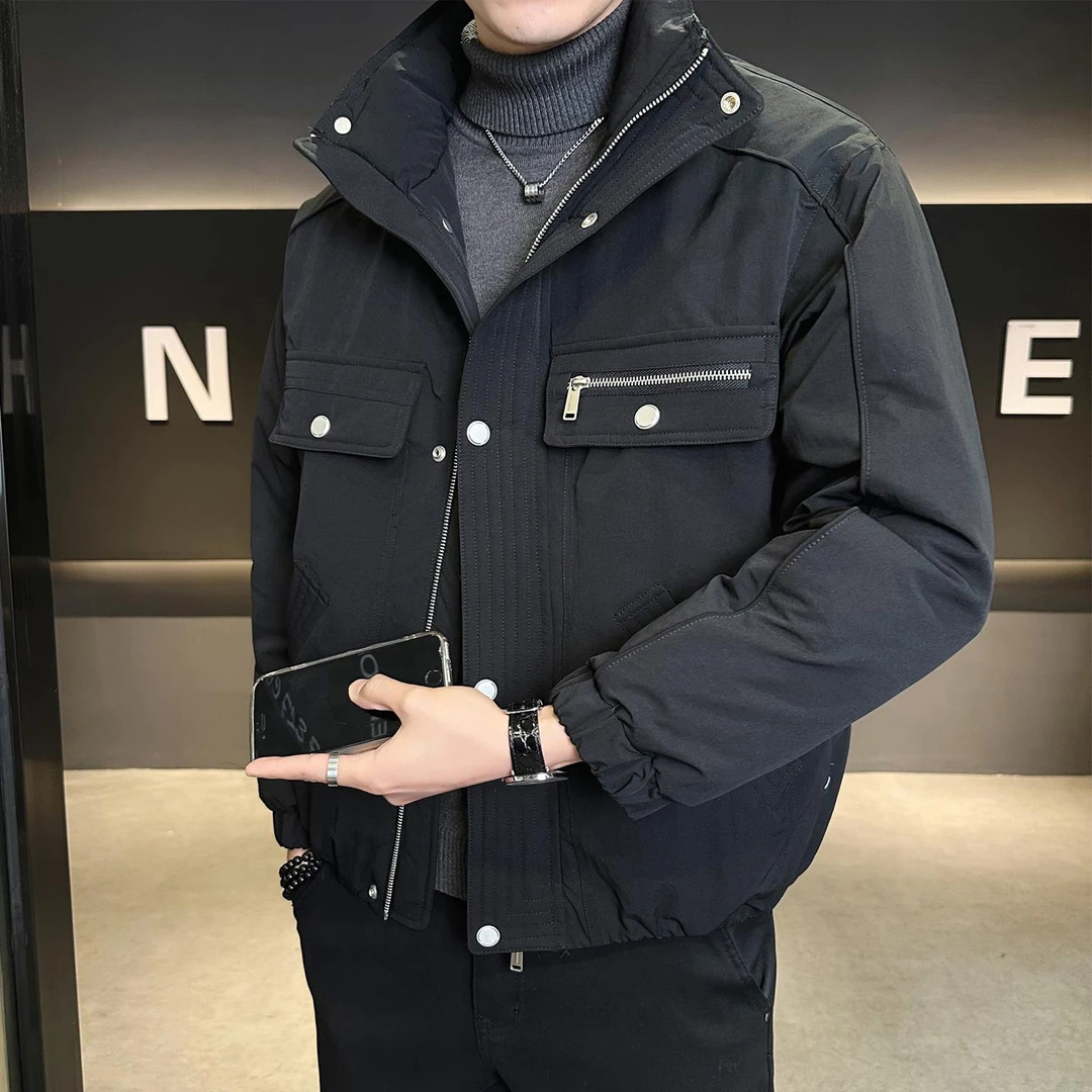 轻奢痞帅男装美式立领休闲工装羽绒服男款冬季2025新款休闲外套潮