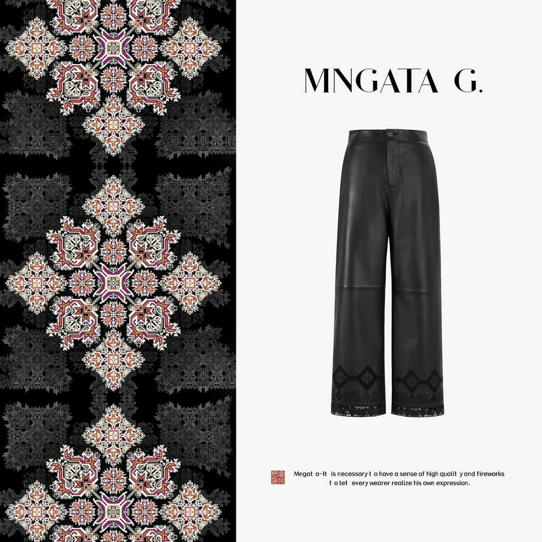 MNGATA G.宫小妍【山羊皮裤·山川谣】羊皮早秋中式国风长裤5052751