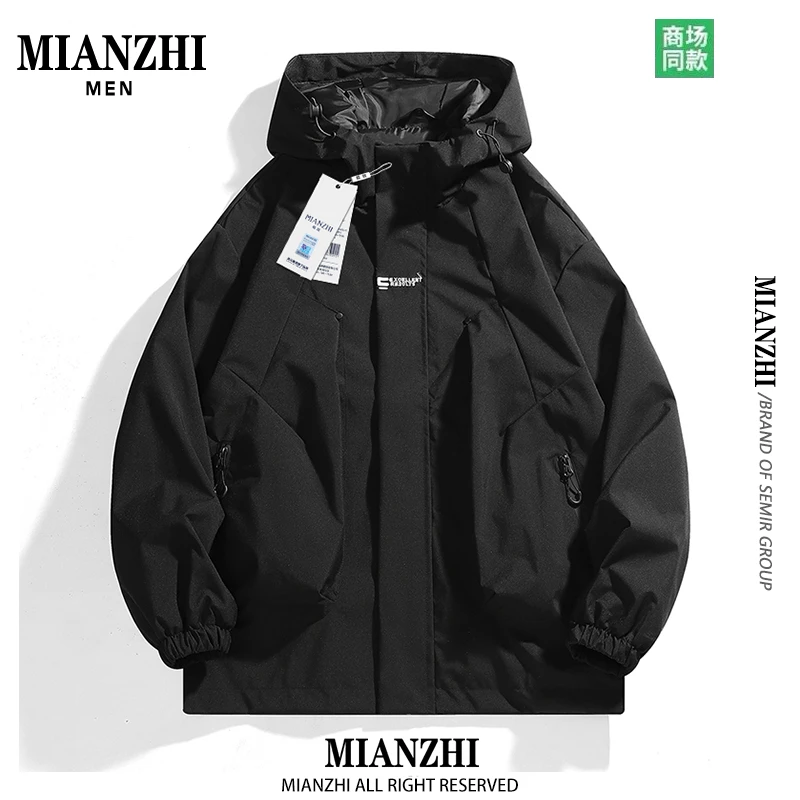 棉致男士夹克春秋新款户外休闲时尚宽松连帽工装潮流运动情侣外套