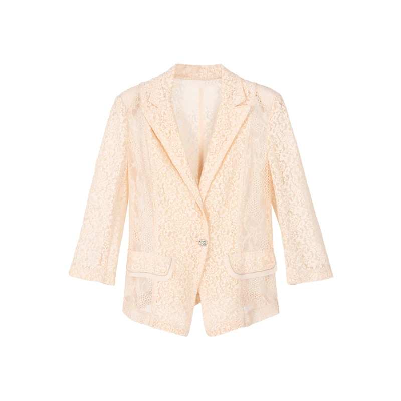 【她翼】春季短外套蕾丝气质白色时尚休闲女士设计师EA1232322010