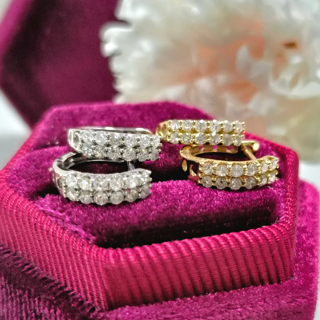 18K金钻石耳扣双排闪亮轻奢耳包经典时尚精致百搭款/多样性发一件