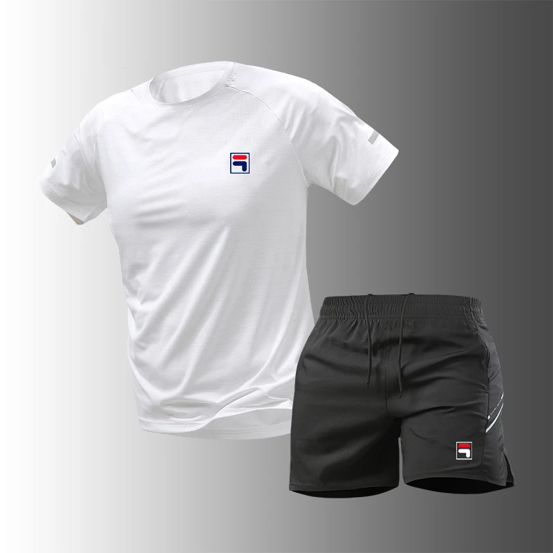 一折专区丨速干T恤男冰丝短袖健身跑步短裤休闲透气薄款运动套装