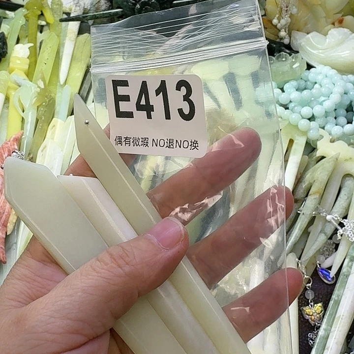 天***夏蛇纹石玉合金发饰