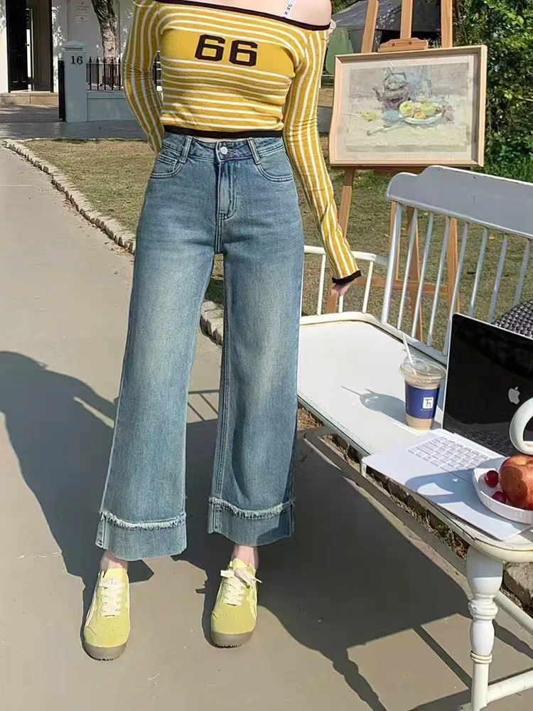 裤长90左右 春款八分直筒裤99201