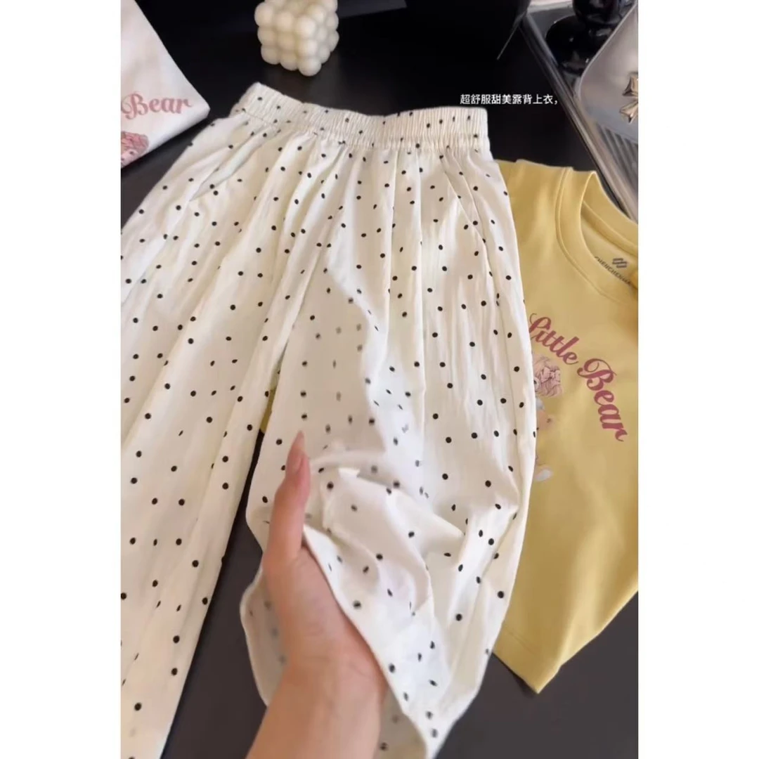 女童夏季薄款2025新款波点防蚊裤D