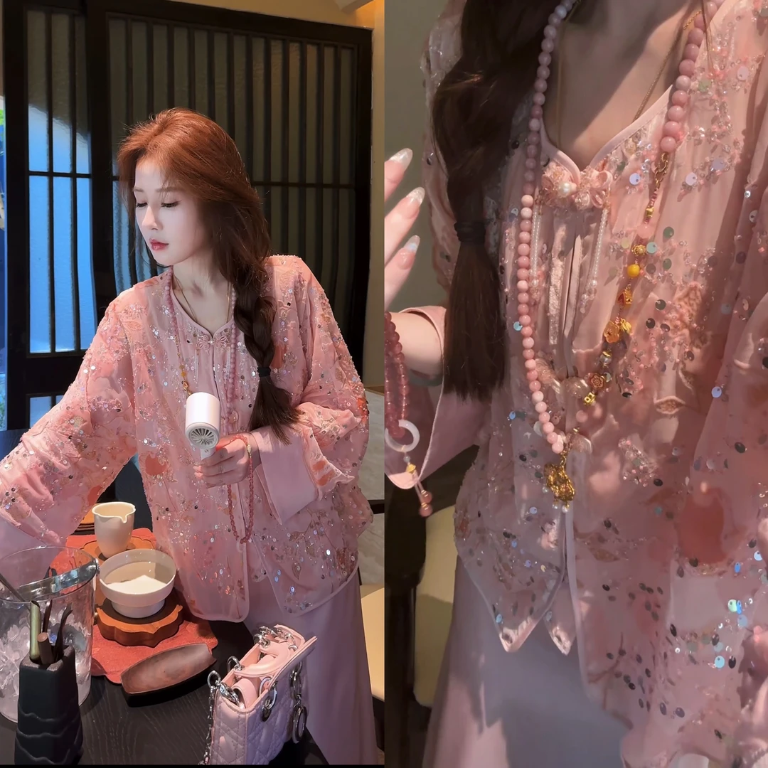 【婷婷】《闪闪发光》丝绒珠片绣贵气吊带套装 TT2SQTZ2152【Q】