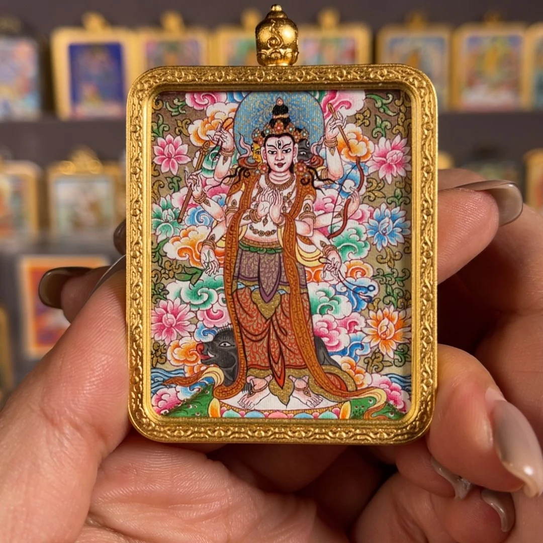 吊坠摩利支天完德加青海热贡唐卡