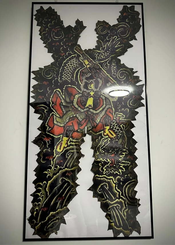 仿真人皮纹身刺青标本皮革装饰画九纹龙史进