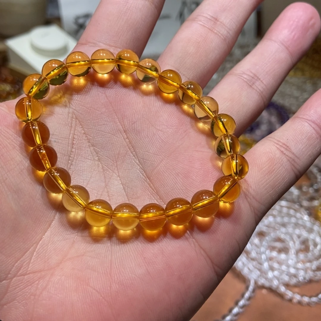 柳***柳非金属8mm姜黄手串纯净版