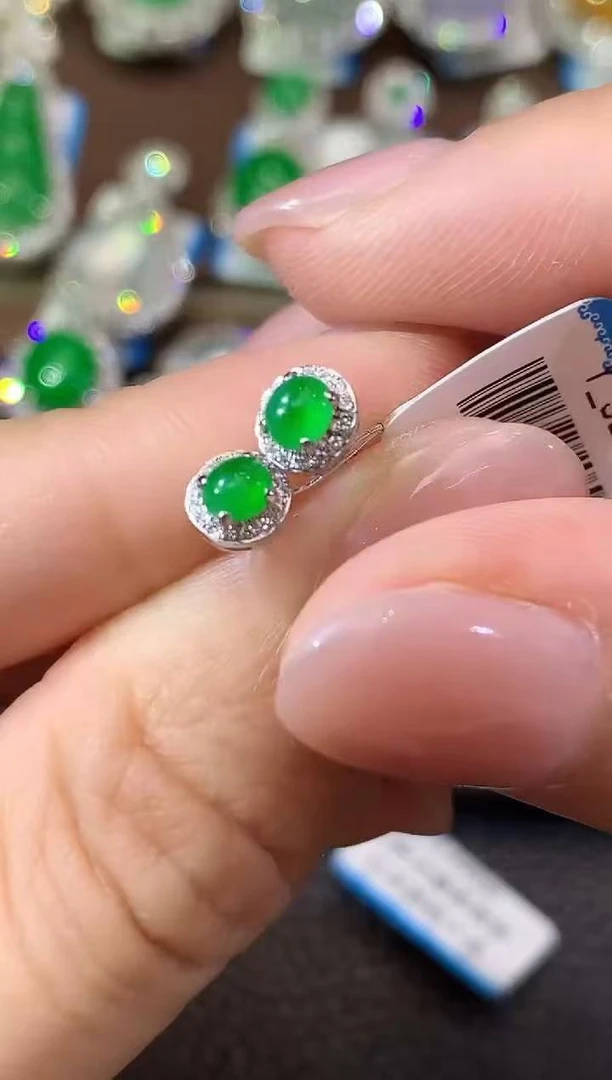 【云中意】18k金 翡翠耳饰-多样性发货一对wsn