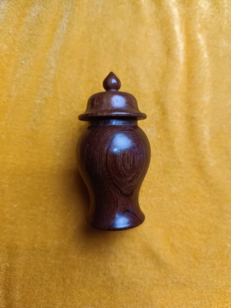 花梨木牙签将军罐 高约11cm直径约5精美cm重42.4g创意纯手工茶道