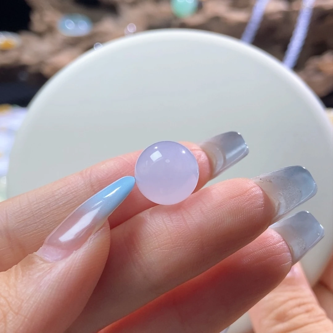 翡翠散珠翡翠冰红粉圆珠12.68mm